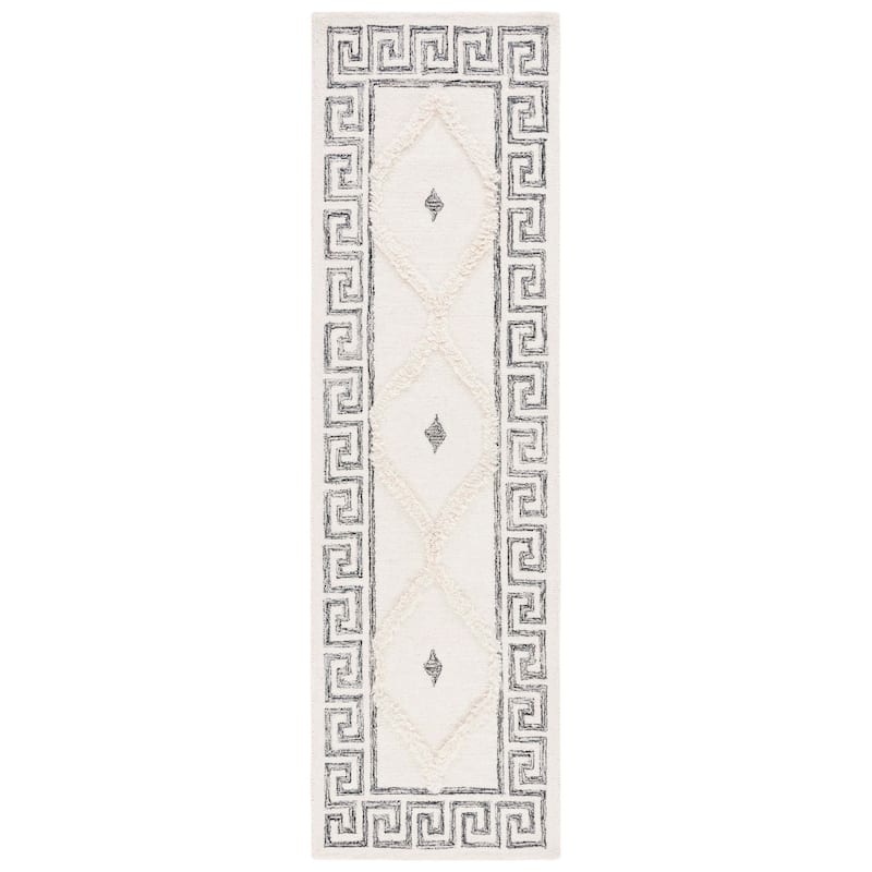 SAFAVIEH Handmade Casablanca Haven Wool Rug - 2'3" x 8' Runner - Ivory/Black
