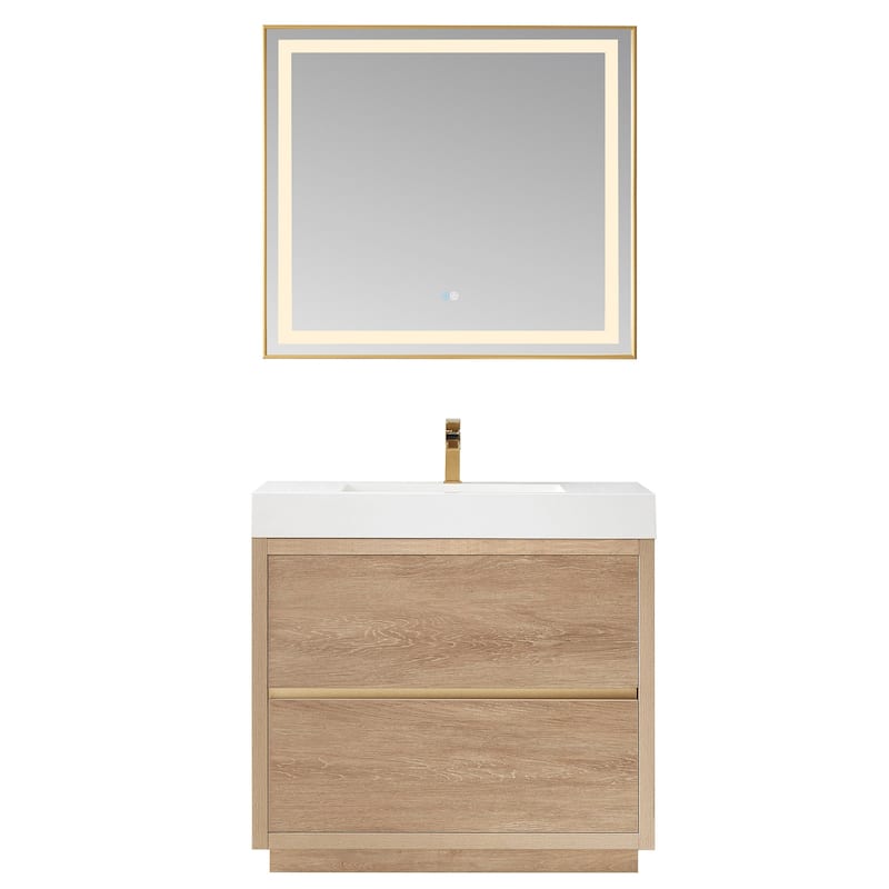 Huesca 36" Single Sink Bath Vanity with White Sink Top and Mirror