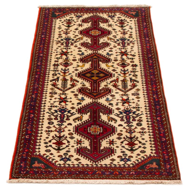 ECARPETGALLERY Hand-knotted Kayseri Cream Wool Rug - 2'8 x 6'4