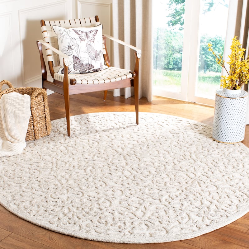 SAFAVIEH Handmade Trace Megane Modern Wool Rug - 6' Round - Camel/Ivory