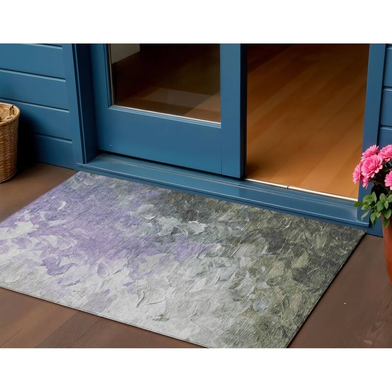 HomeRoots Abstract Transitional Rectangle Outdoor Rug - 3' x 5'
