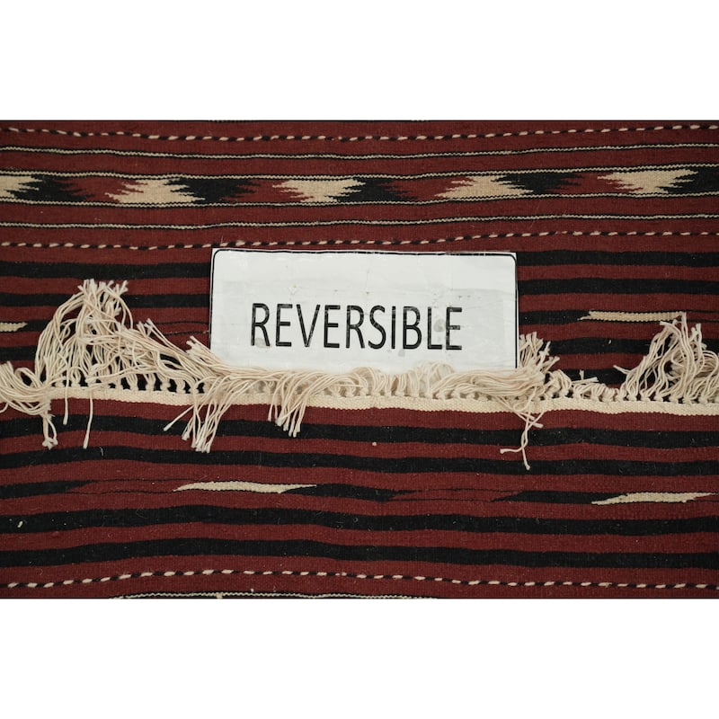 Hand Woven Oriental 100% Wool Carpet Southwestern Tribal Red Kilim Area Rug - 6' 3'' X 3' 5''