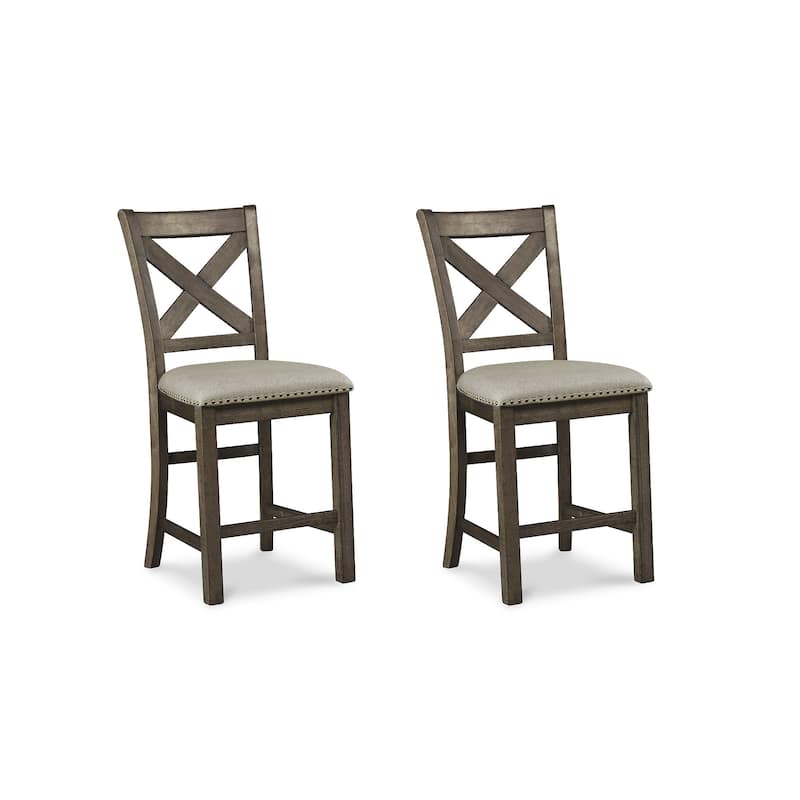 Moriville Counter Height Brown Beige Stool (Set of 2) - 19.5" W x 24.38" D x 41.5" H