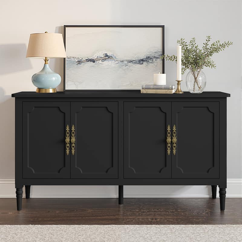 59" Accent Cabinet with 4 Doors – MDF Storage Cabinet, Adjustable Shelves, 200 lbs Top Capacity