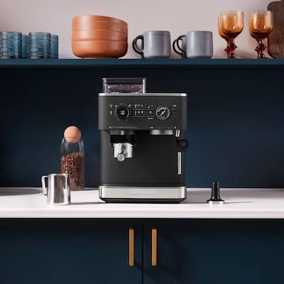 KitchenAid Semi Automatic Espresso Machine with Burr Grinder in Cast Iron Black
