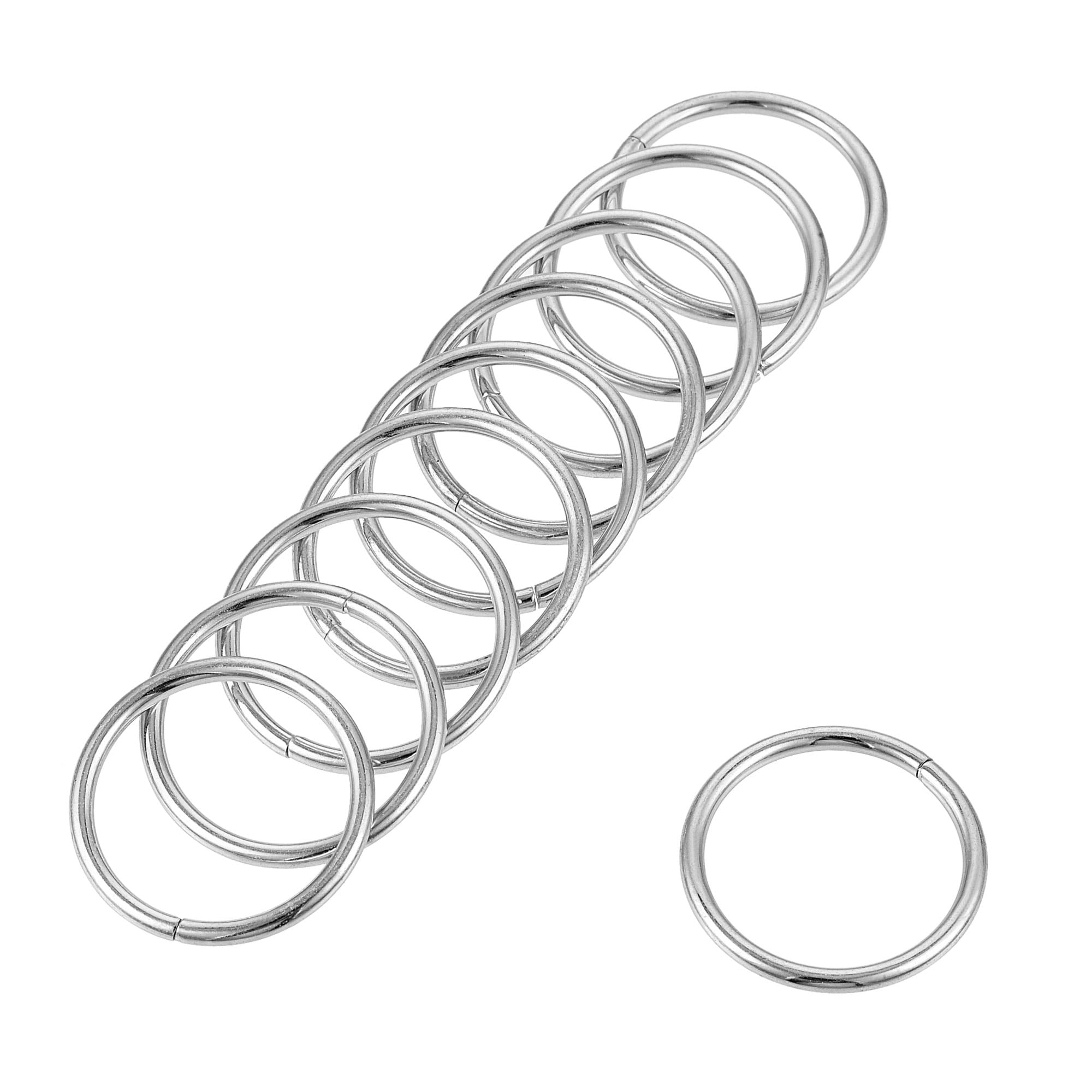 15mm Metal O Rings Non-Welded for Straps Bags Belts DIY Silver Tone 50pcs -  Silver Tone