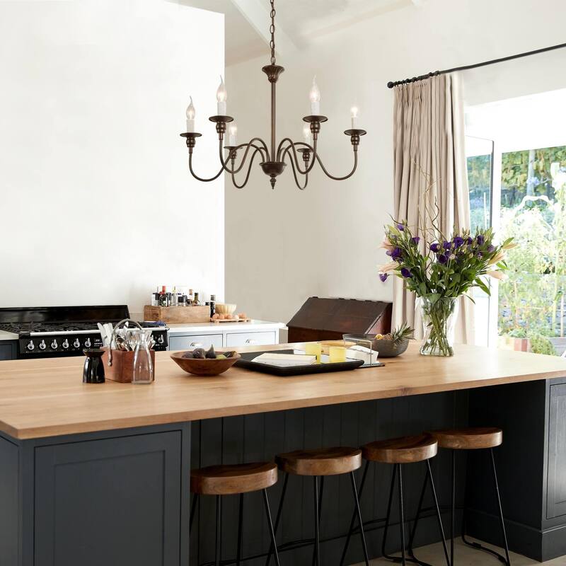 Modern Farmhouse 6-Light Chandelier Classic Candle Light for Dining Room