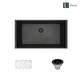preview thumbnail 14 of 16, Single Bowl Undermount Granite Quartz Kitchen Sink with Grid and Matching Colored Strainer