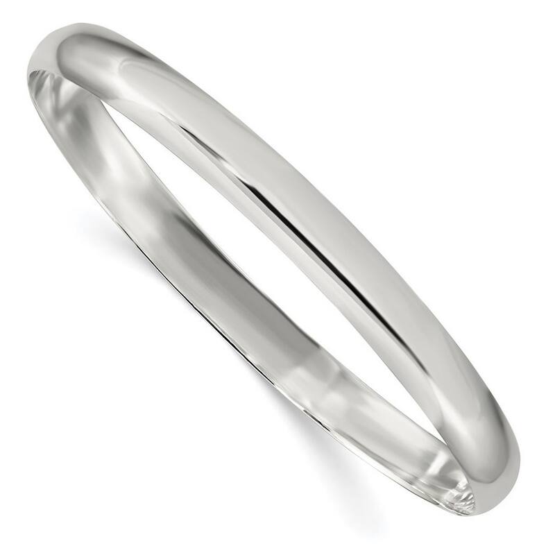 Curata 925 Sterling Silver 7" 6.25mm Solid Plain Slip On Bangle Bracelet