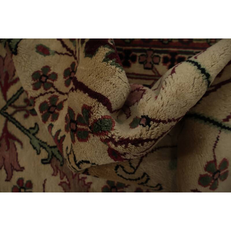 Hand Knotted Oriental 100% Wool Carpet Traditional All-Over Beige & Ivories Agra Area Rug - 11' 9'' X 8' 9''