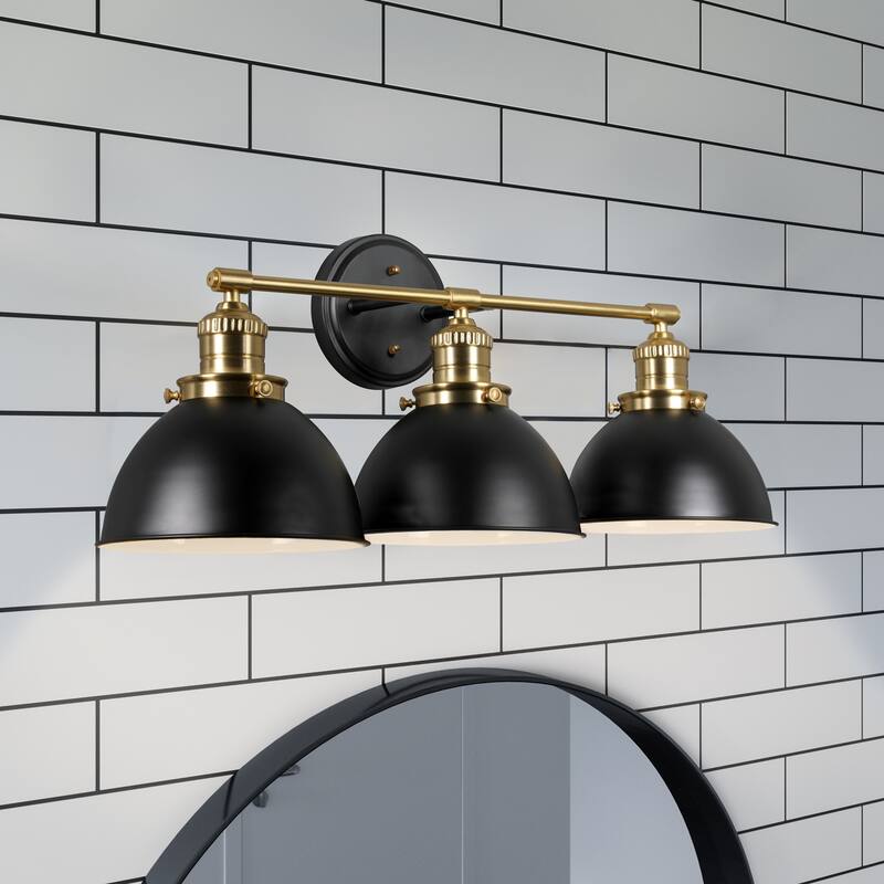 Savannah Farmhouse 3-Light Indoor Bathroom Vanity Light - Matte Black/Gold