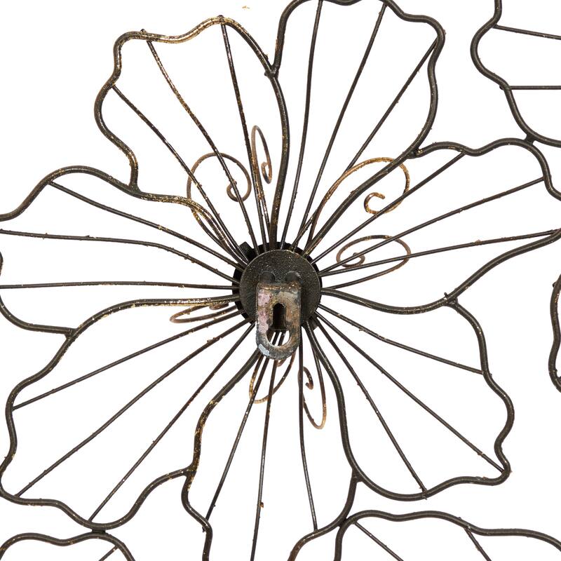 Gold or Black Metal Foiled Wire Floral Wall Decor