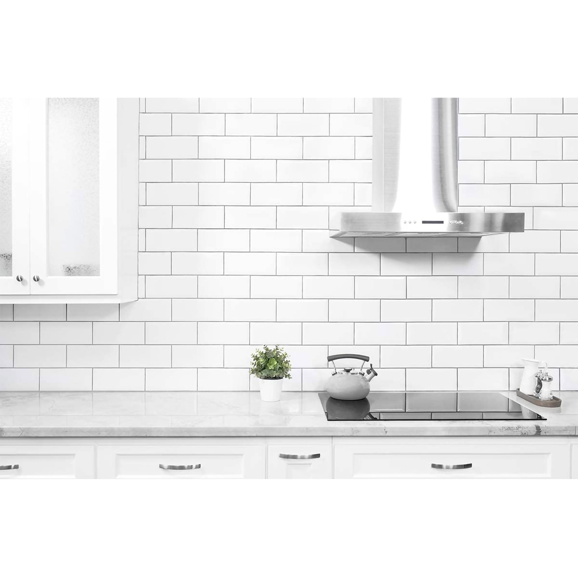 Peel And Stick Subway Tile Backsplash For Kitchen 10 Pack White