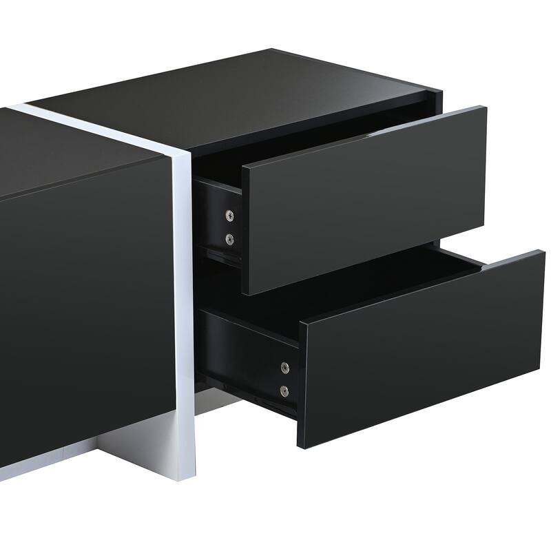 TV Console Table for TVs Up to 80", Modern TV Cabinet with High Gloss UV Surface