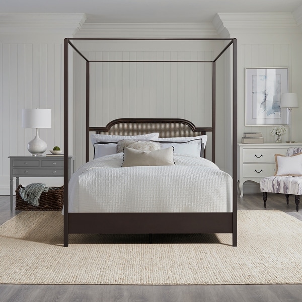Hillsdale Furniture Melanie Wood and Metal Canopy Bed Oiled