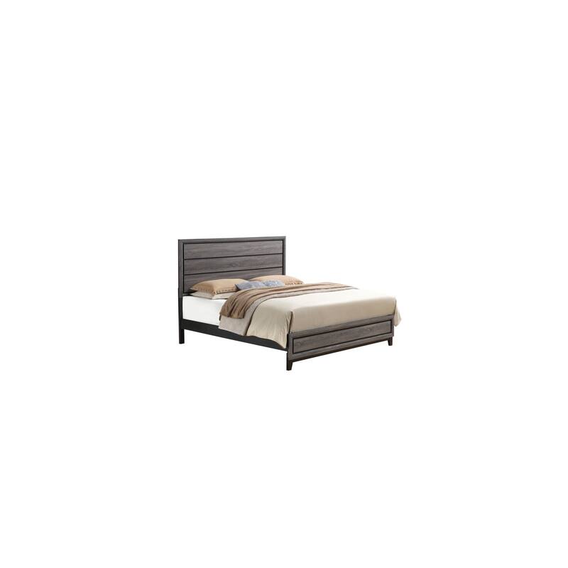 Rustic Full Bed Wood & Veneer Construction Grey Finish Modern Farmhouse Bedroom Furniture