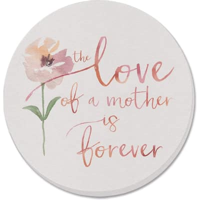 CounterArt Love of Mom is Forever Absorbent Stone Tumbled Tile Coaster Set of 4 Made in The USA Protective Cork Backing