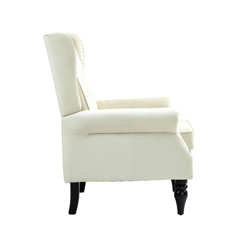 Transitional Wingback Accent Chair Armchair with Sturdy Wood Legs