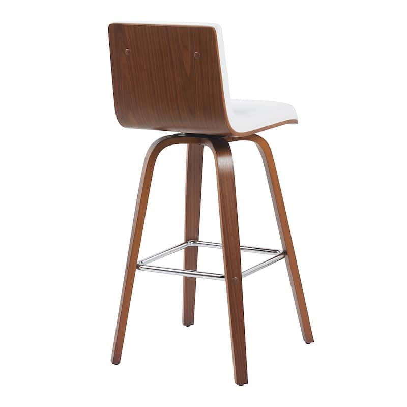 Skara Swivel Bar Stool, Upholstered Bar Height Chair with Bentwood Frame
