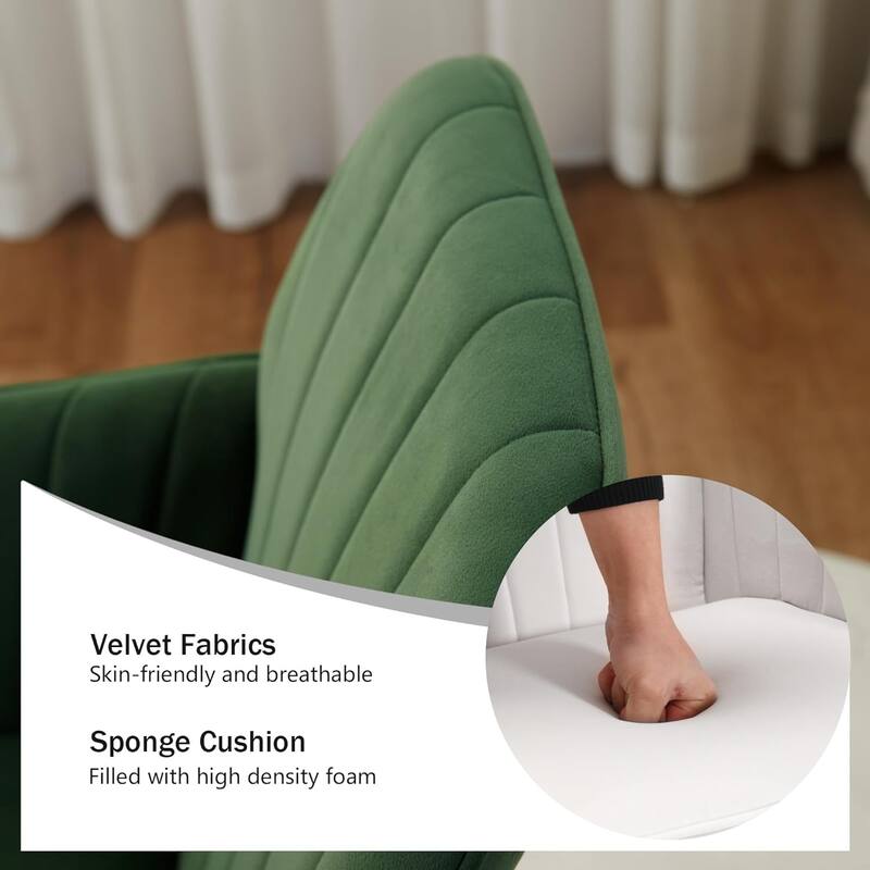 Velvet Adjustable Home Office Swivel Leisure Desk Chair with Gold Base