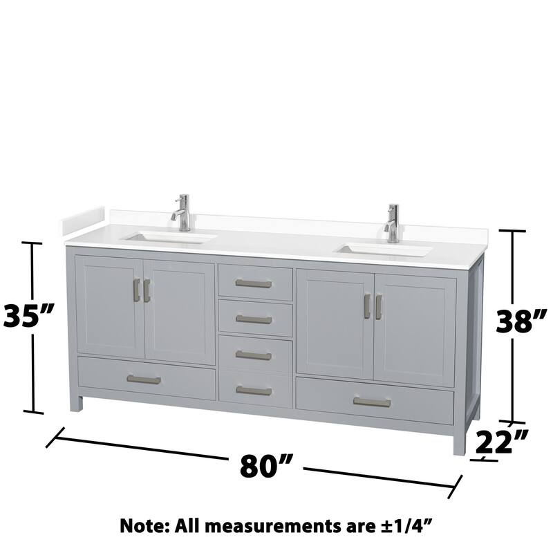 Wyndham Collection Sheffield 80" Double Bathroom Vanity, Carrara