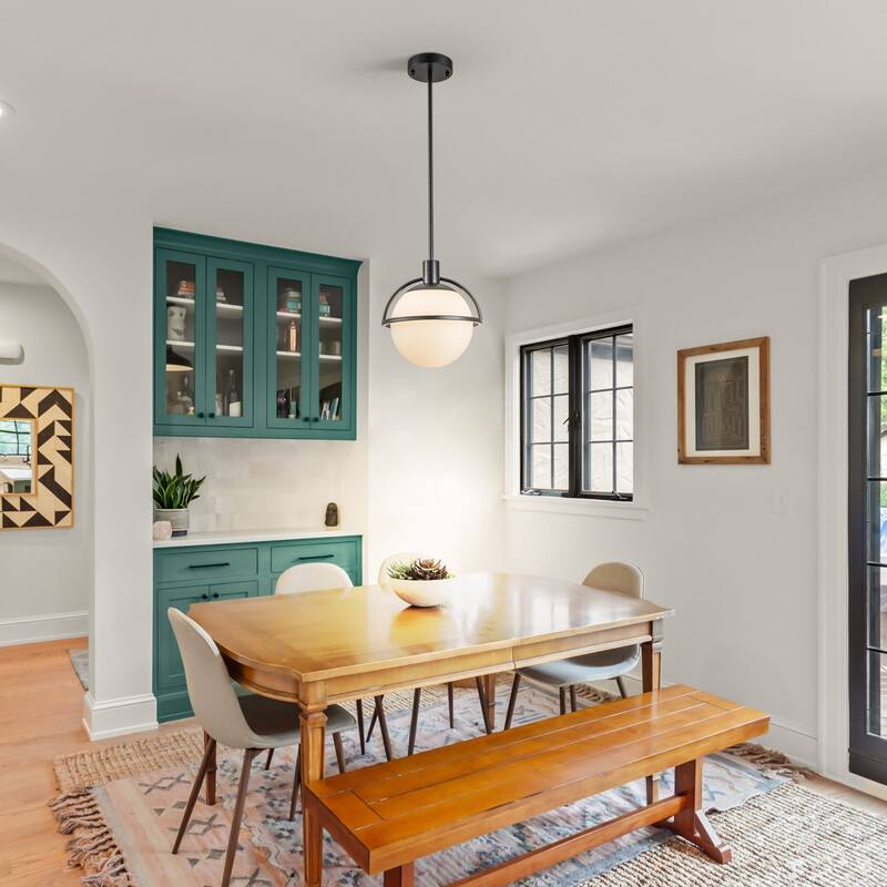 Starsky 1-Light 9in. Modern Globe Chandelier Single Frosted Glass Pendant Light