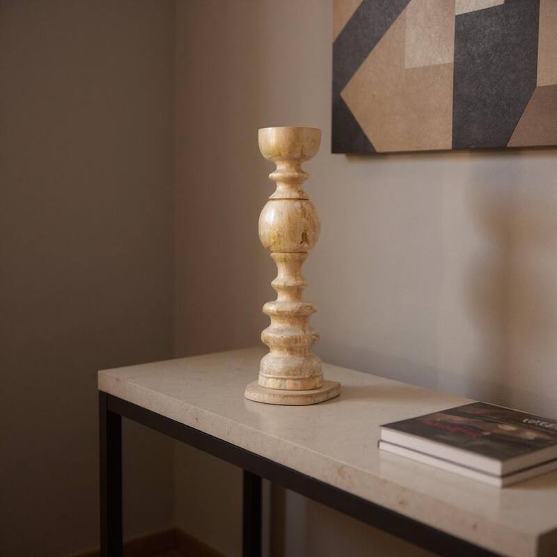 29" Natural Floor Solid Wood Candle Holder - Natural