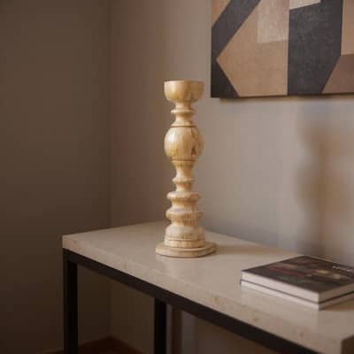 29" Natural Floor Solid Wood Candle Holder