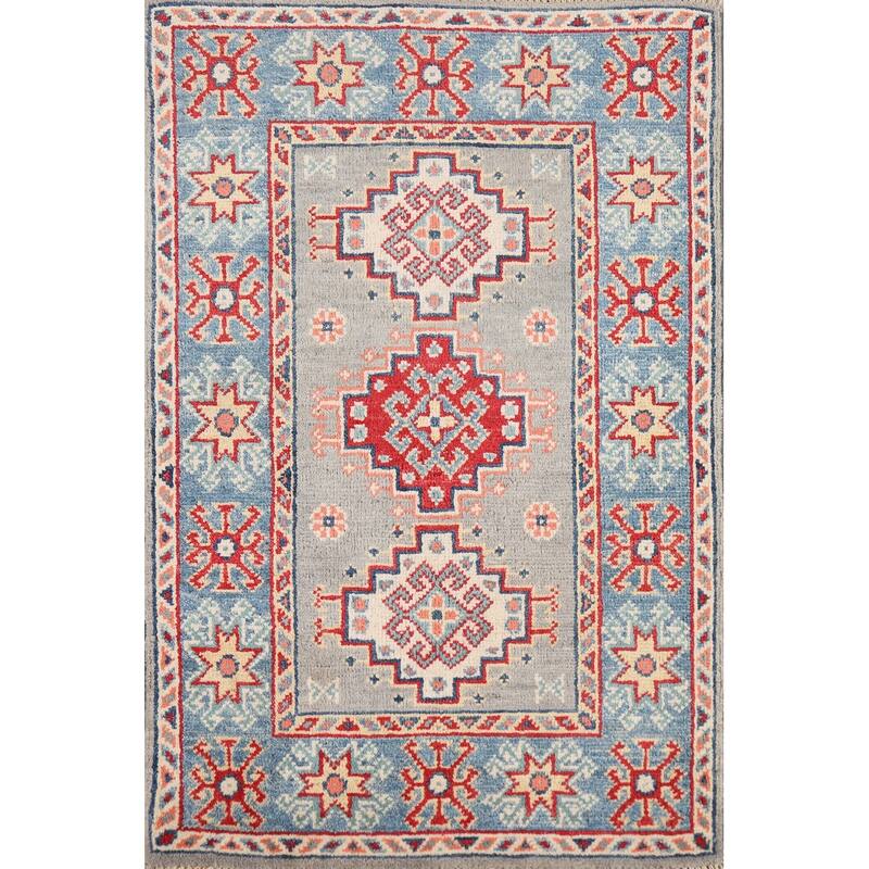 Geometric Kazak Foyer Rug Handmade Accent Wool Carpet - 2'0" x 3'0"