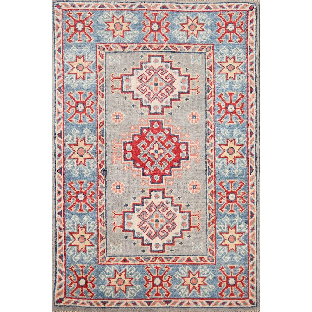 Geometric Kazak Foyer Rug Handmade Accent Wool Carpet - 2'0" x 3'0"