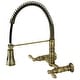 preview thumbnail 9 of 9, Kingston Brass Heritage 1.8 GPM Wall Mounted Widespread Bridge Pull Antique Brass