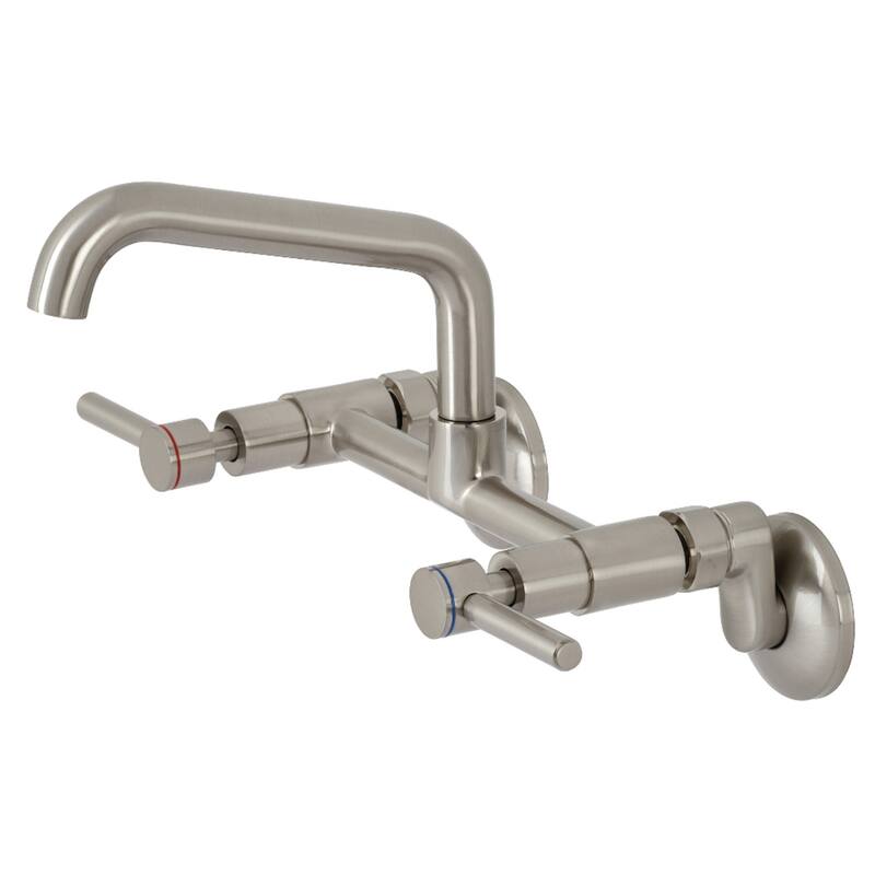 Kingston Brass Concord Two-Handle Wall Mount Kitchen Faucet - Brushed Nickel