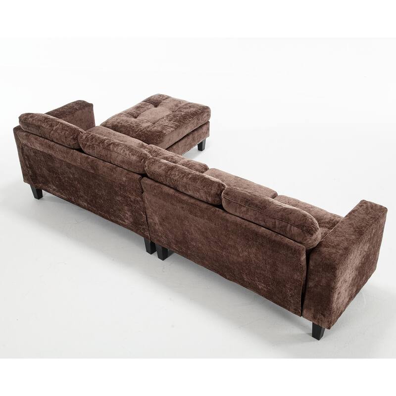 104.5" L-Shaped 5-Seater Sofa with Storage Ottoman