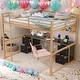 preview thumbnail 1 of 24, Full Size Loft Bed with Desk,Drawers,Bedside Tray,Charging Station,USB Gold+Black