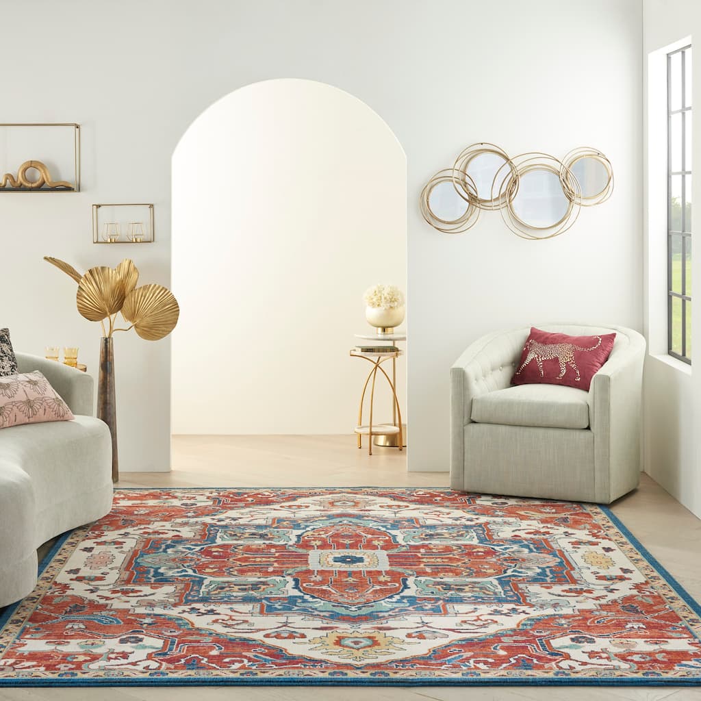 Nourison Parisa Traditional Persian Medallion Bordered Area Rug