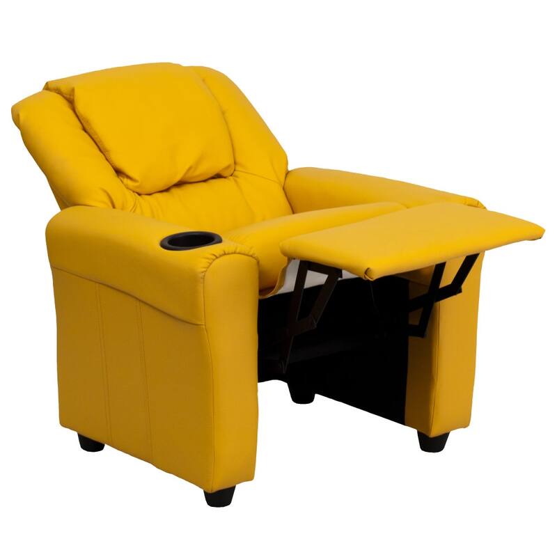 Contemporary Kids Recliner with Cup Holder and Headrest - 24"W x 21.5" - 36.5"D x 27"H