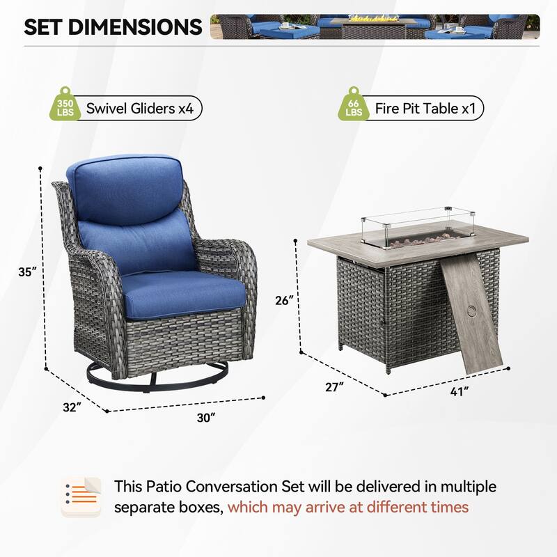 Pocassy Outdoor Swivel Chairs Patio Furniture Set