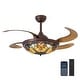 preview thumbnail 12 of 49, Smart Tiffany Stained Glass Retractable Led Ceiling Fan