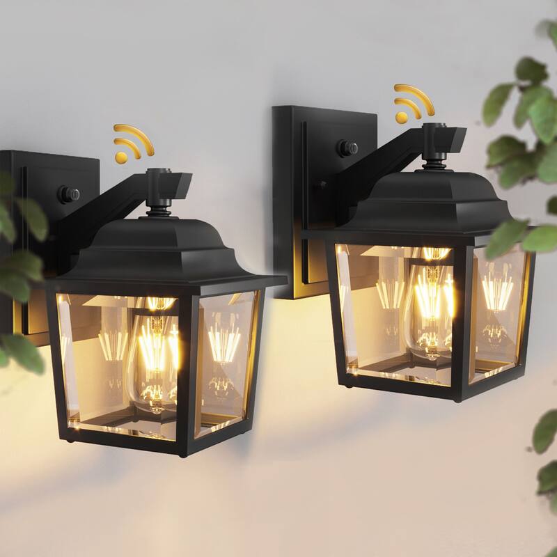 Black Outdoor Wall Lights Dusk to Dawn Outdoor Wall Lantern Set of 2 - Black