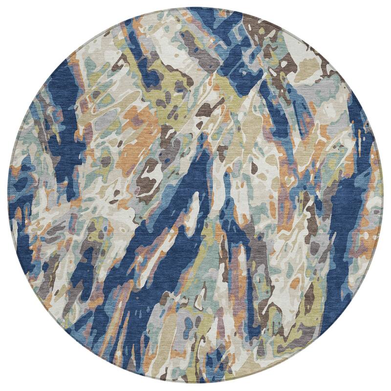 Machine Washable Indoor/ Outdoor Brushstrokes Chantille Rug