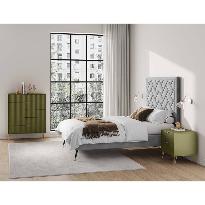 Manhattan Comfort 2-Piece Dumbo Modern 5-Drawer Tall Dresser Nightstand Set