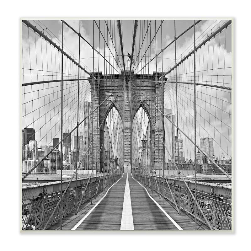 Stupell Brooklyn Bridge Black White Industrial Landscape City ...
