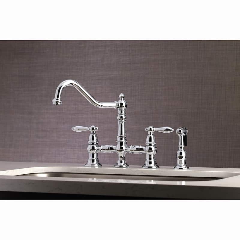 Kingston Brass Restoration Kitchen Faucet with Side Sprayer - Polished Chrome