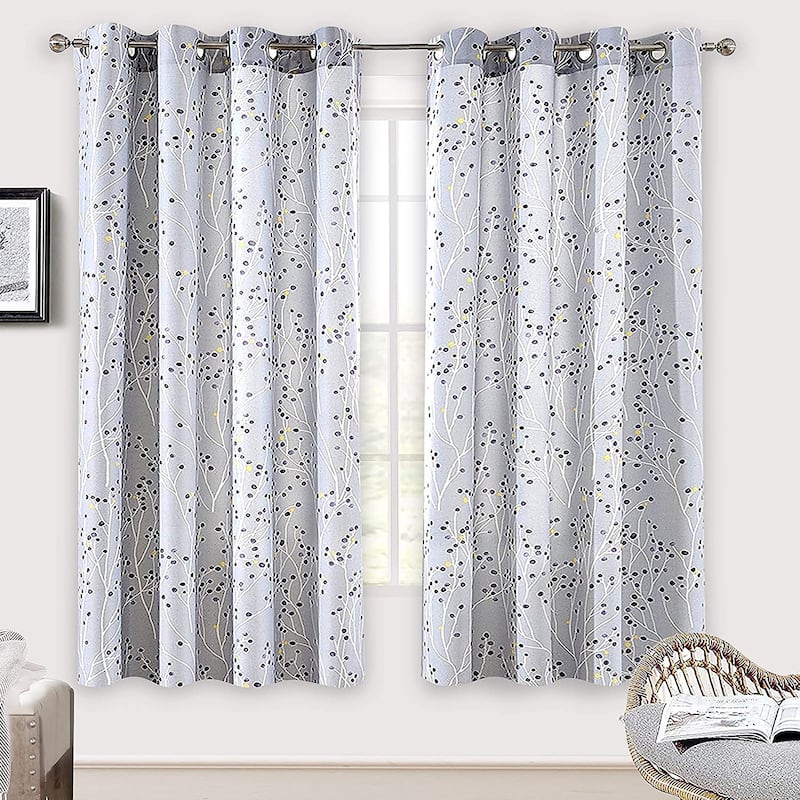DriftAway Harper Ink Botanical Room-darkening Curtain Panel Pair