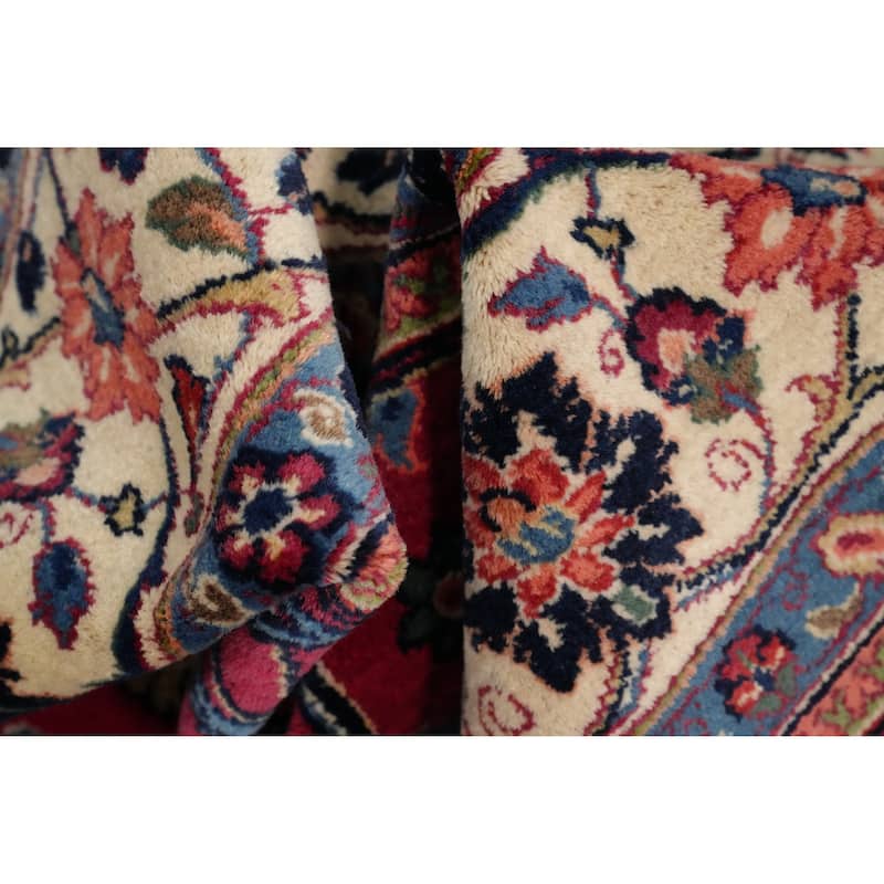 Hand Knotted Oriental 100% Wool Carpet Traditional Floral Pink Tabriz Area Rug - 10' 5'' X 7' 0''