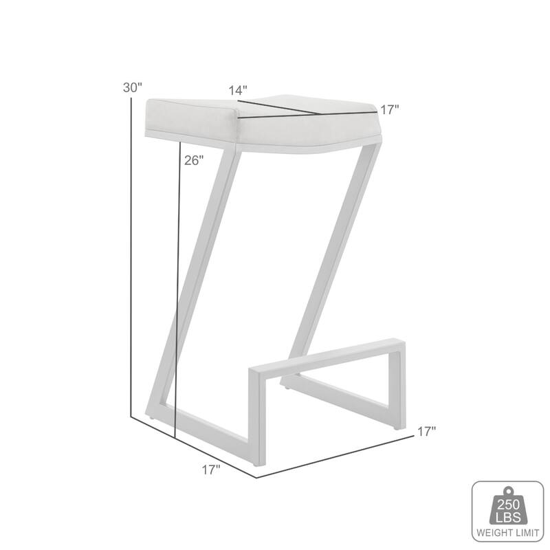 Alta Backless Barstool, Z Black Iron Footrest, Gray Faux Leather