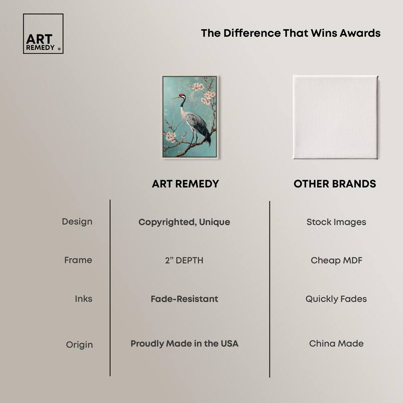 Crane in Blossom Canvas by Art Remedy