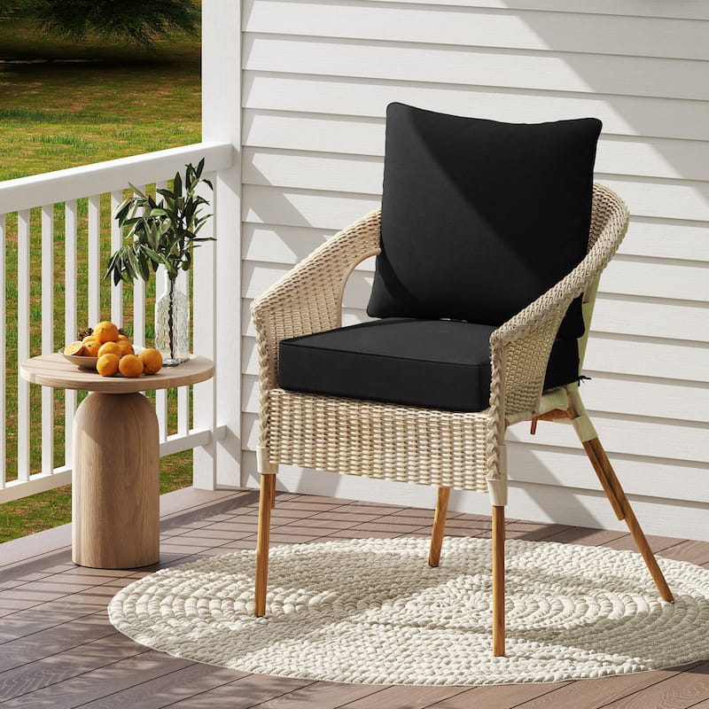 Gymax Deep Seat Chair Cushion Pads Set Indoor/Outdoor w/ Rope Belts