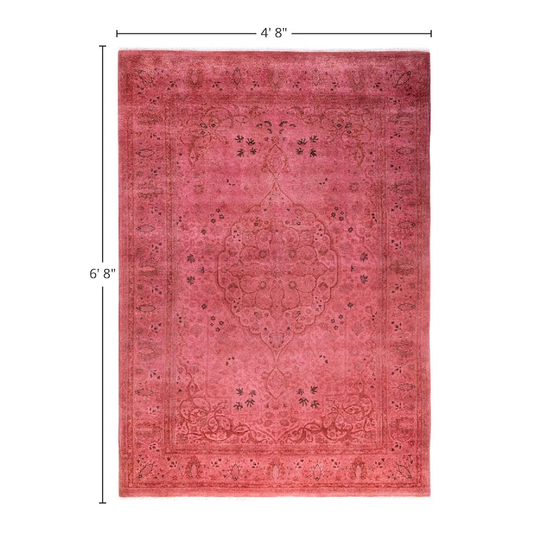 Fine Vibrance One-of-a-Kind Hand-Knotted Area Rug - Pink, 4' 8" x 6' 8" - 4' 8" x 6' 8"
