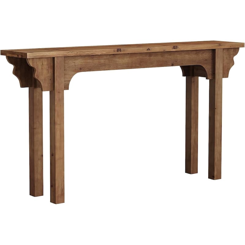 63" Solid Wood Console Table, Mid-Century Modern Entryway Table for Living Room, Entrance, Hallway, Foyer